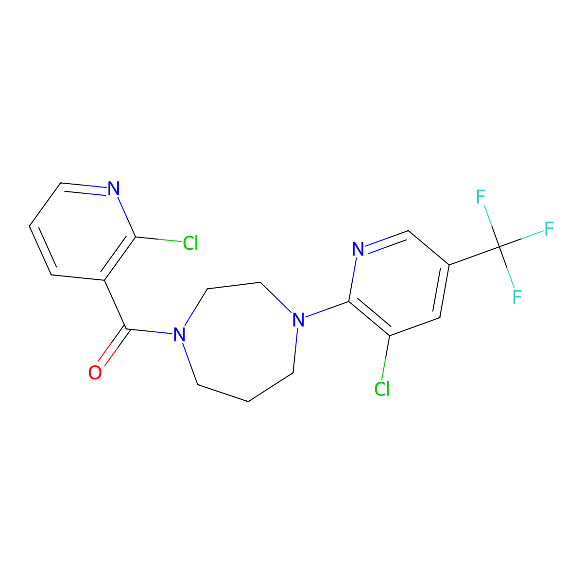 (2-Chloropyridin-3-yl)-[4-[3-chloro-5-(trifluoromethyl)pyridin-2-yl]-1,4-diazepan-1-yl]methanone molecular structure, CAS 1023536-42-6