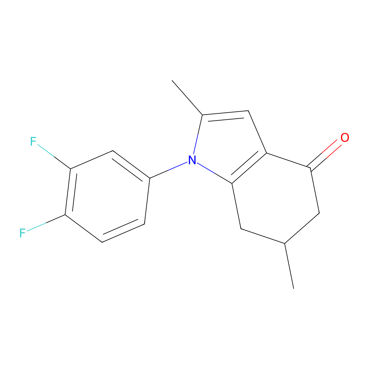 1-(3,4-difluorophenyl)-2,6-dimethyl-6,7-dihydro-5H-indol-4-one molecular structure, CAS 1023536-44-8