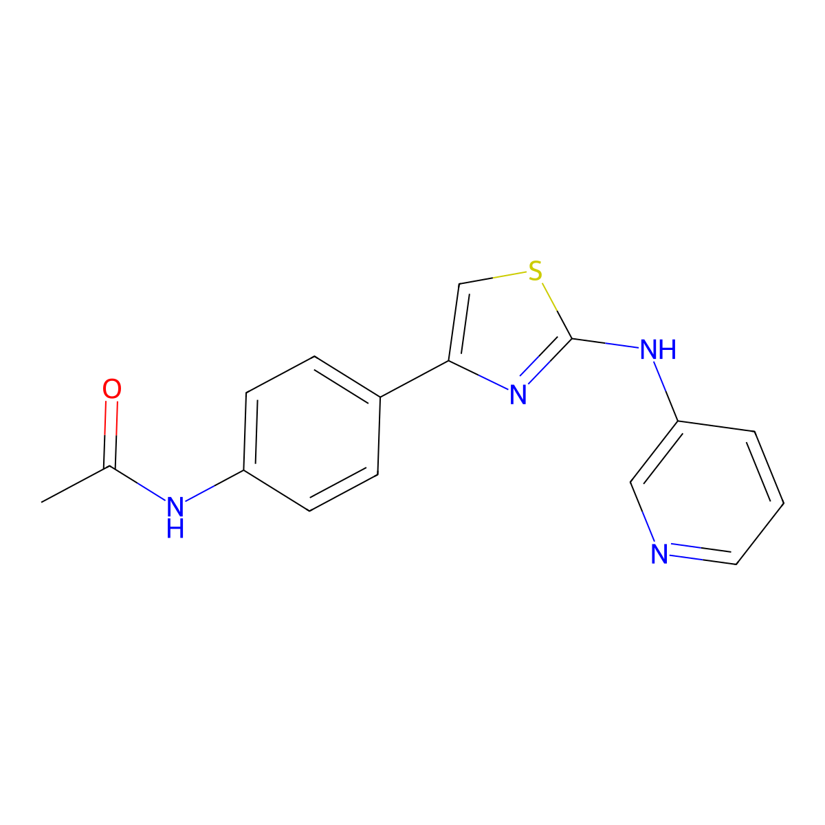 N-(4-{2-[(pyridin-3-yl)amino]-1,3-thiazol-4-yl}phenyl)acetamide molecular structure, CAS 1023536-90-4