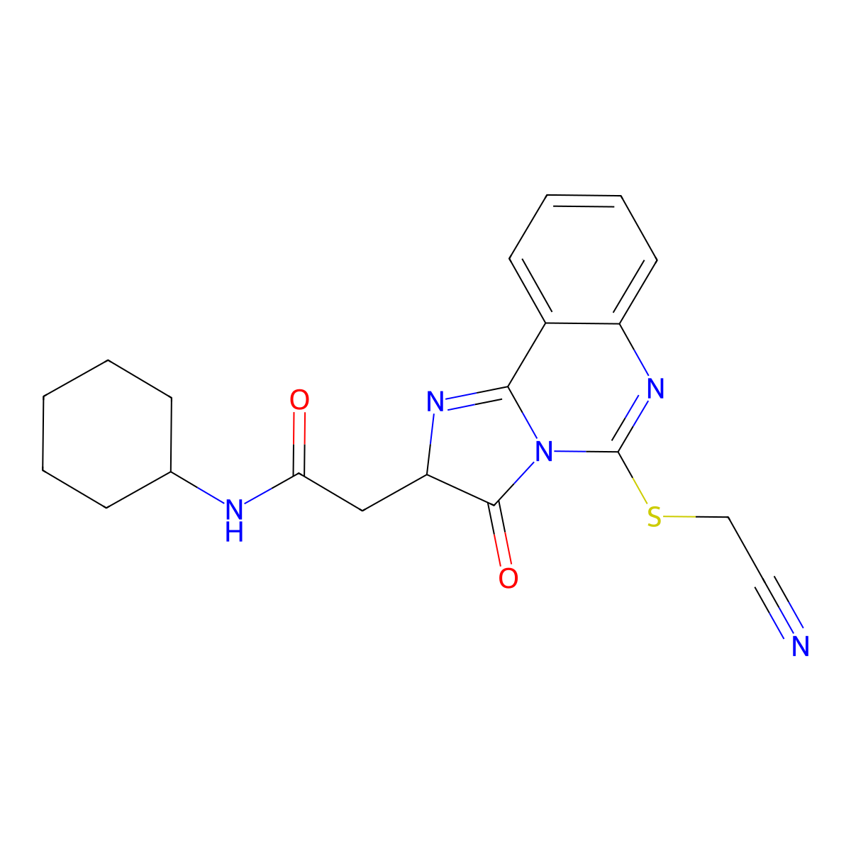 2-[5-(cyanomethylsulfanyl)-3-oxo-2H-imidazo[1,2-c]quinazolin-2-yl]-N-cyclohexylacetamide molecular structure, CAS 1023537-23-6