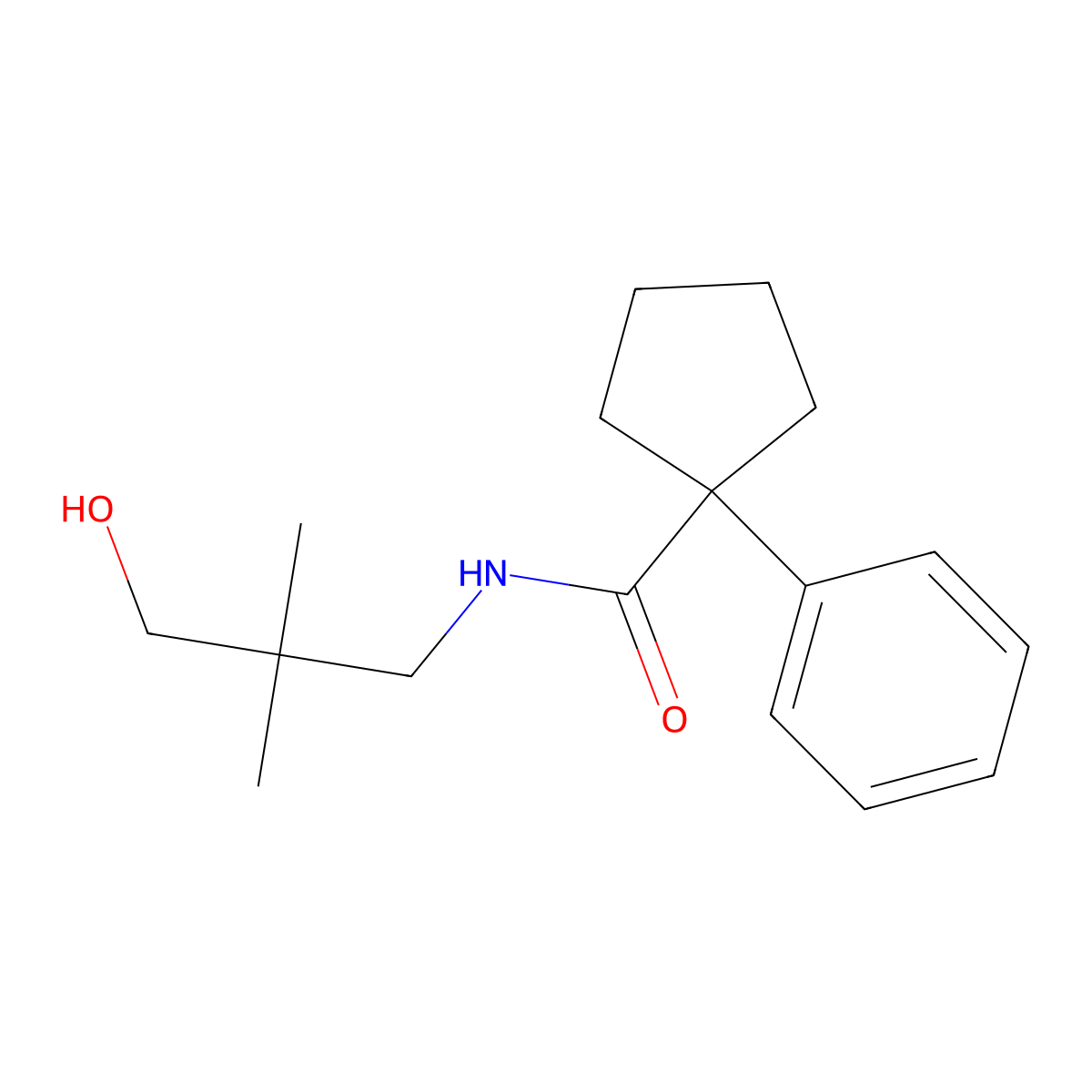 N-(3-hydroxy-2,2-dimethylpropyl)-1-phenylcyclopentane-1-carboxamide molecular structure, CAS 1023537-24-7