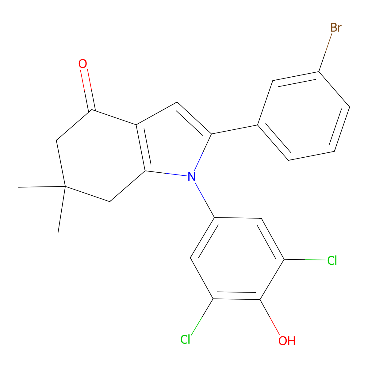 1-(3,5-Dichloro-4-hydroxyphenyl)-2-(3-bromophenyl)-6,6-dimethyl-5,6,7-trihydroindol-4-one molecular structure, CAS 1023537-45-2