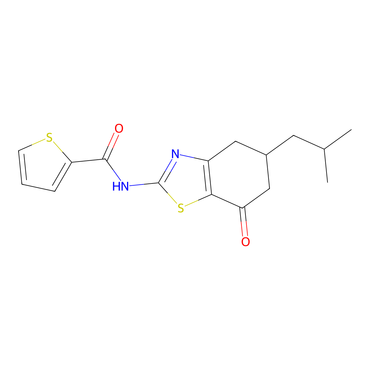 N-[5-(2-methylpropyl)-7-oxo-5,6-dihydro-4H-1,3-benzothiazol-2-yl]thiophene-2-carboxamide molecular structure, CAS 1023537-46-3