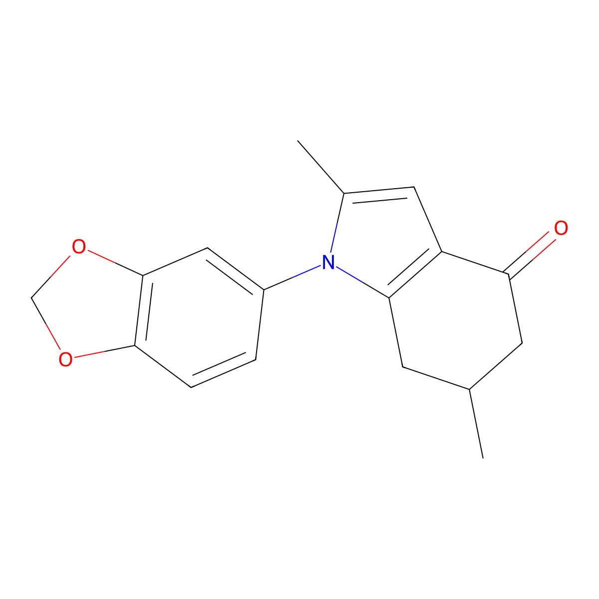 1-(1,3-benzodioxol-5-yl)-2,6-dimethyl-6,7-dihydro-5H-indol-4-one molecular structure, CAS 1023537-77-0