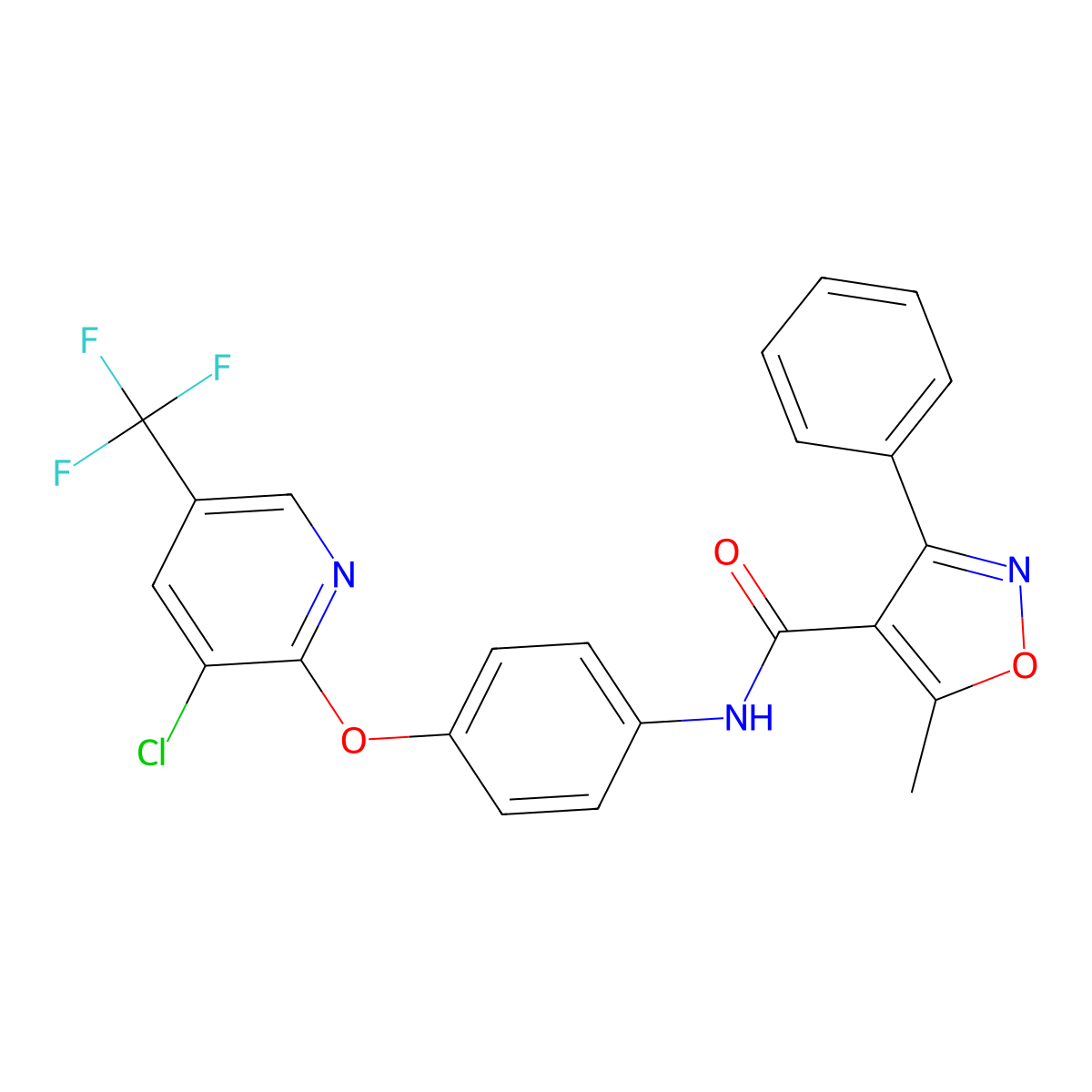 N-[4-[3-chloro-5-(trifluoromethyl)pyridin-2-yl]oxyphenyl]-5-methyl-3-phenyl-1,2-oxazole-4-carboxamide molecular structure, CAS 1023539-12-9