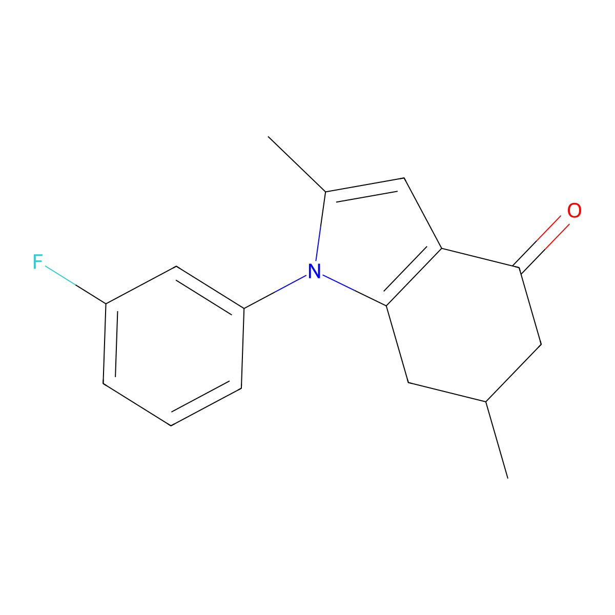 1-(3-Fluorophenyl)-2,6-dimethyl-5,6,7-trihydroindol-4-one molecular structure, CAS 1023539-15-2