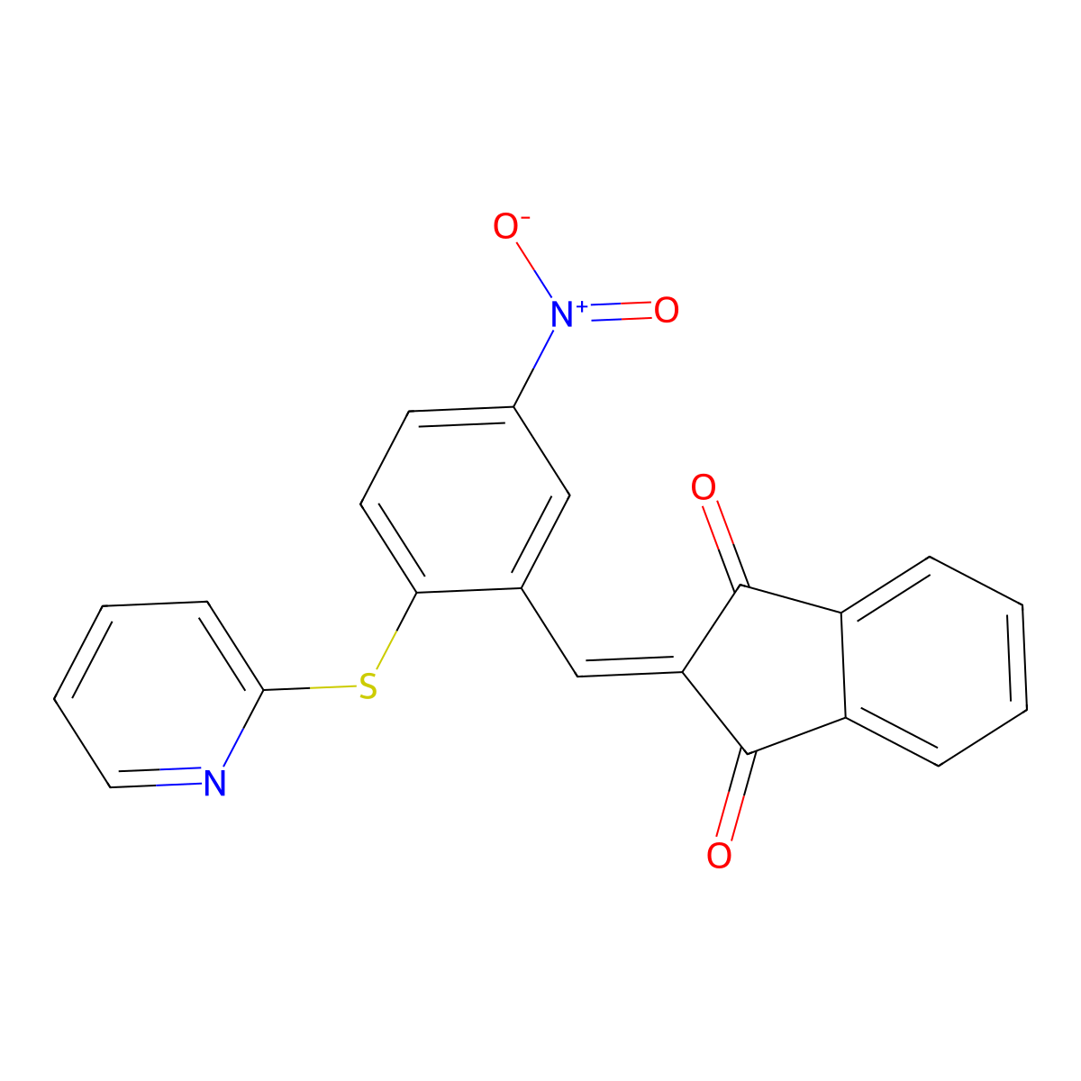 2-((5-Nitro-2-(2-pyridylthio)phenyl)methylene)indane-1,3-dione molecular structure, CAS 1023540-07-9
