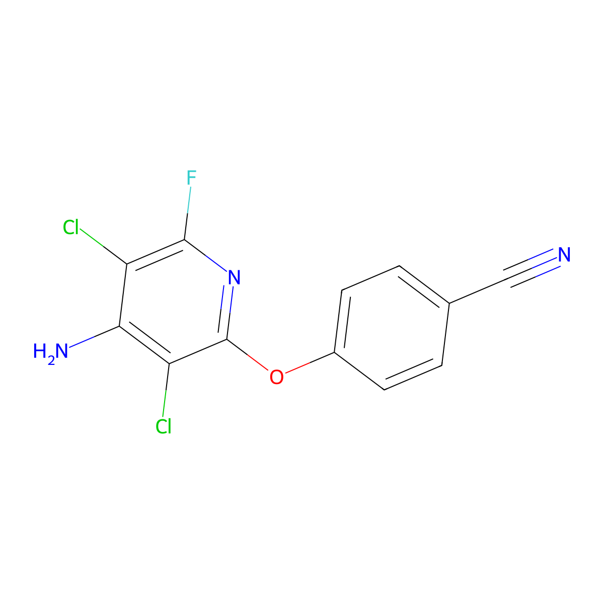 4-(4-Amino-3,5-dichloro-6-fluoro-2-pyridyloxy)benzenecarbonitrile molecular structure, CAS 1023540-16-0