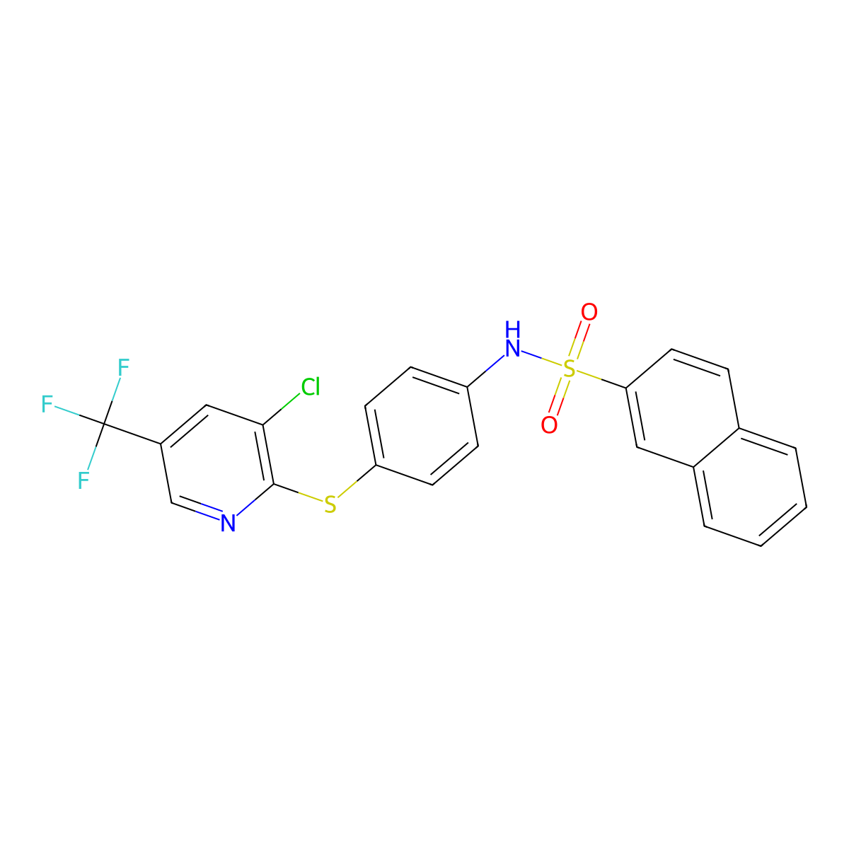 N-[4-[3-chloro-5-(trifluoromethyl)pyridin-2-yl]sulfanylphenyl]naphthalene-2-sulfonamide molecular structure, CAS 1023540-33-1