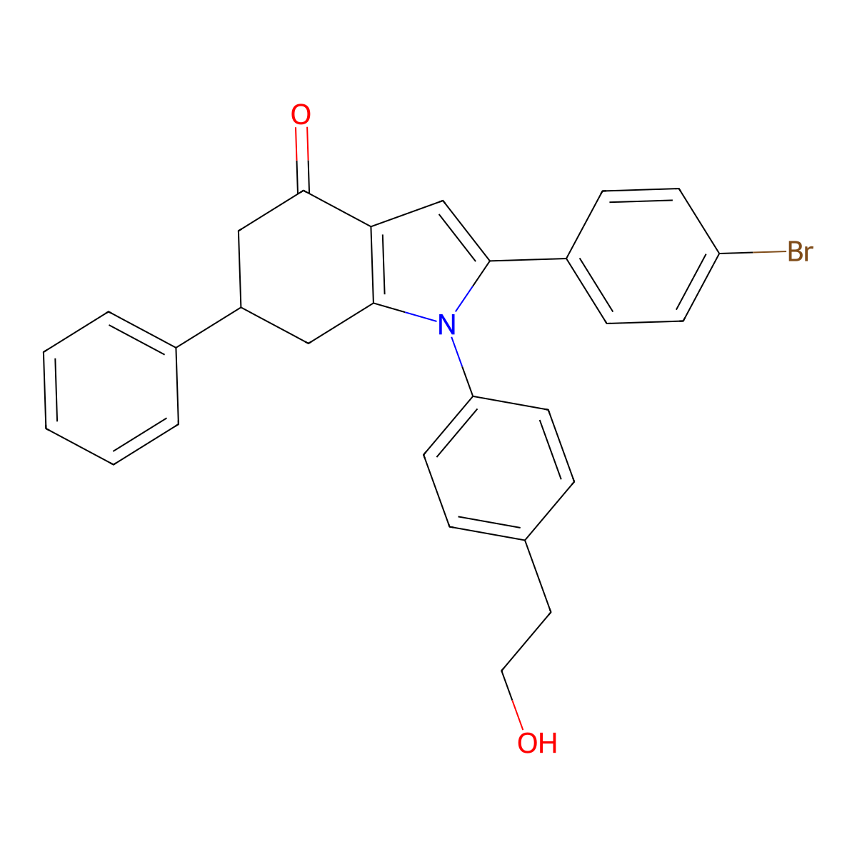 2-(4-Bromophenyl)-1-(4-(2-hydroxyethyl)phenyl)-6-phenyl-5,6,7-trihydroindol-4-one molecular structure, CAS 1023541-26-5