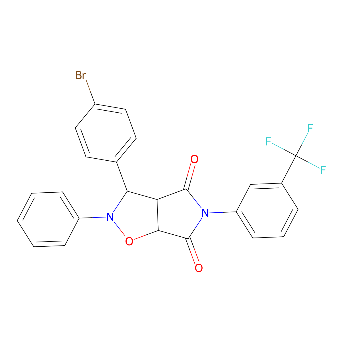 3-(4-bromophenyl)-2-phenyl-5-[3-(trifluoromethyl)phenyl]dihydro-2H-pyrrolo[3,4-d][1,2]oxazole-4,6(3H,5H)-dione molecular structure, CAS 1023541-39-0