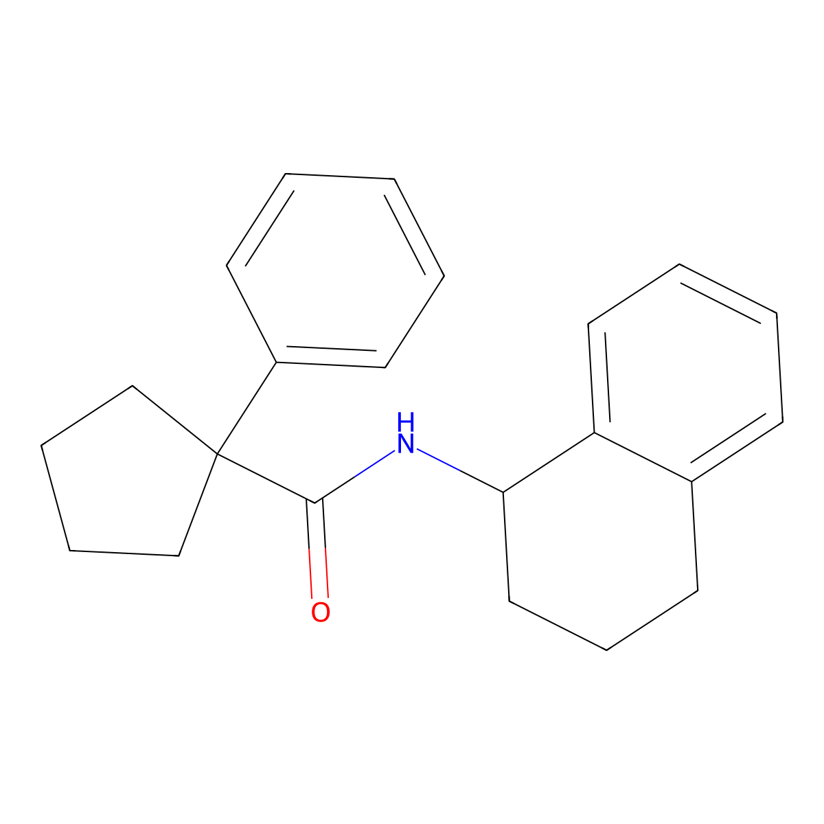 1-phenyl-N-(1,2,3,4-tetrahydronaphthalen-1-yl)cyclopentane-1-carboxamide molecular structure, CAS 1023541-51-6