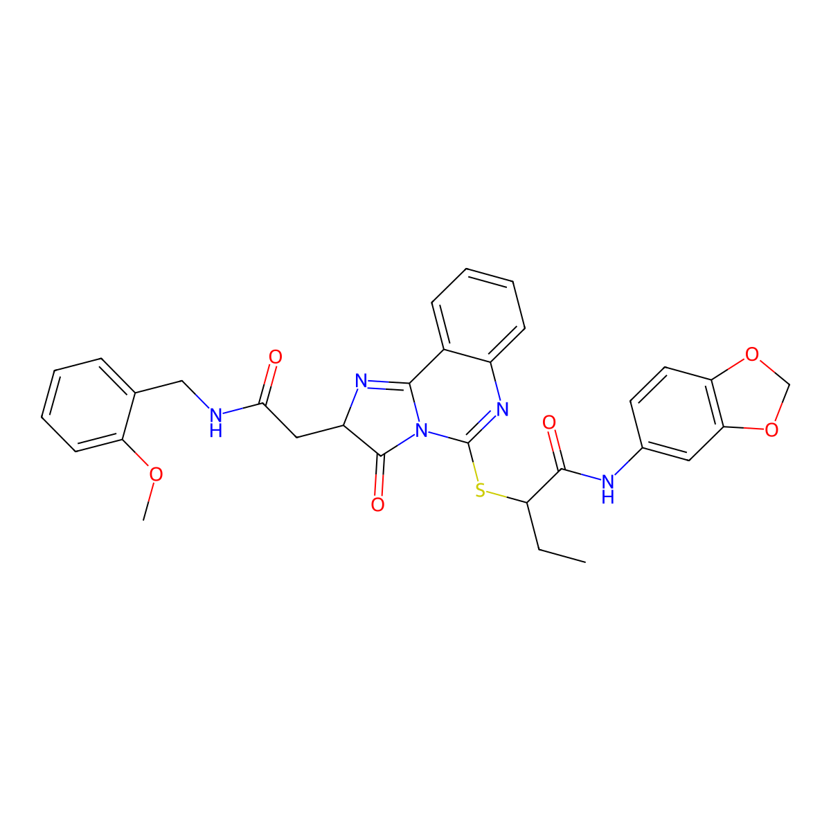 N-(1,3-benzodioxol-5-yl)-2-[[2-[2-[(2-methoxyphenyl)methylamino]-2-oxoethyl]-3-oxo-2H-imidazo[1,2-c]quinazolin-5-yl]sulfanyl]butanamide molecular structure, CAS 1023548-02-8