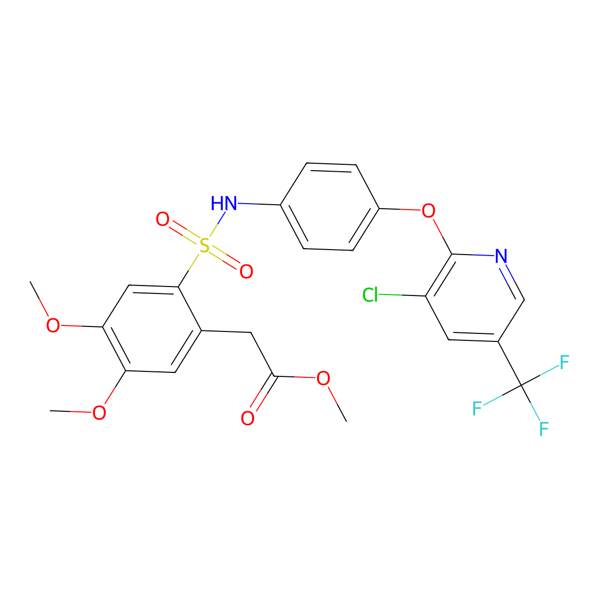 Methyl 2-[2-[[4-[3-chloro-5-(trifluoromethyl)pyridin-2-yl]oxyphenyl]sulfamoyl]-4,5-dimethoxyphenyl]acetate molecular structure, CAS 1023548-04-0