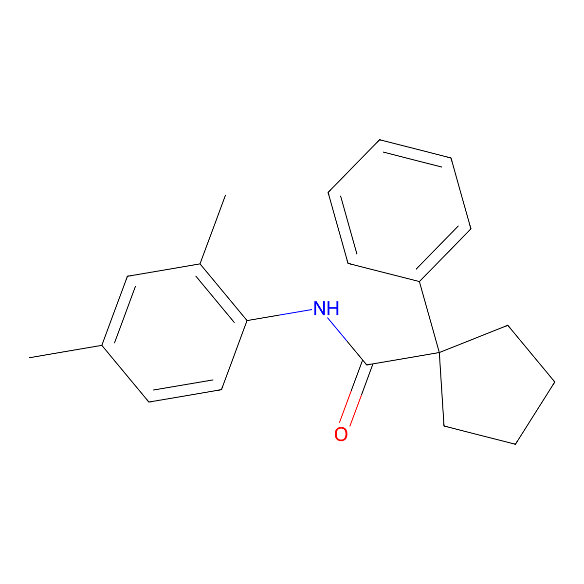 N-(2,4-dimethylphenyl)-1-phenylcyclopentane-1-carboxamide molecular structure, CAS 1023549-60-1