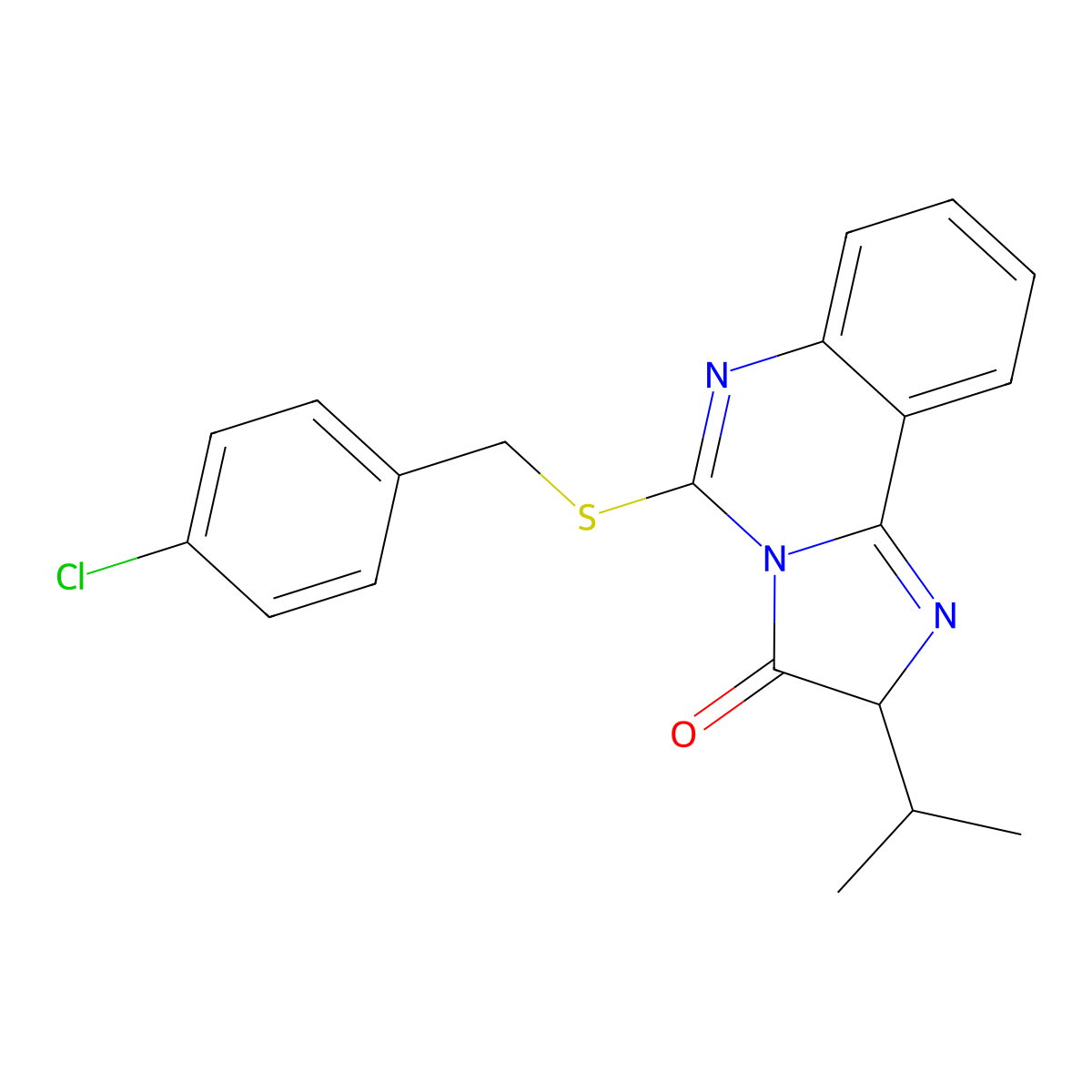 5-{[(4-chlorophenyl)methyl]sulfanyl}-2-(propan-2-yl)-2H,3H-imidazo[1,2-c]quinazolin-3-one molecular structure, CAS 1023550-40-4