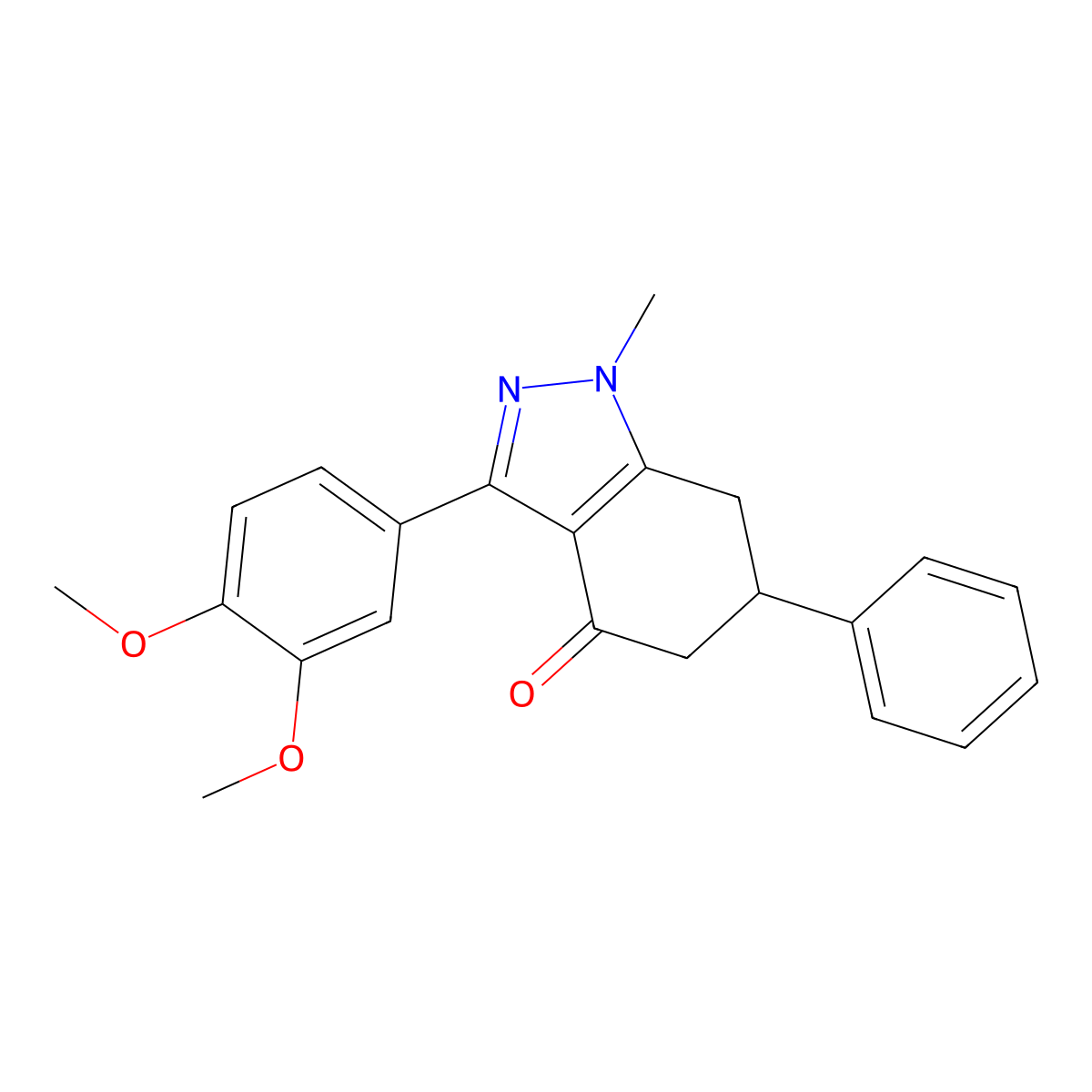 3-(3,4-dimethoxyphenyl)-1-methyl-6-phenyl-6,7-dihydro-5H-indazol-4-one molecular structure, CAS 1023551-31-6