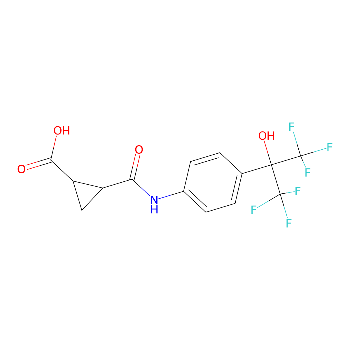 2-(N-(4-(2,2,2-Trifluoro-1-hydroxy-1-(trifluoromethyl)ethyl)phenyl)carbamoyl)cyclopropanecarboxylic acid molecular structure, CAS 1023557-52-9