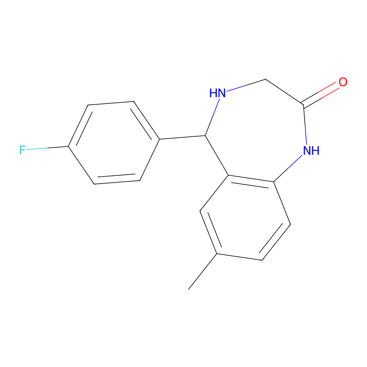 5-(4-Fluorophenyl)-7-methyl-1,3,4,5-tetrahydro-1,4-benzodiazepin-2-one molecular structure, CAS 1023558-43-1