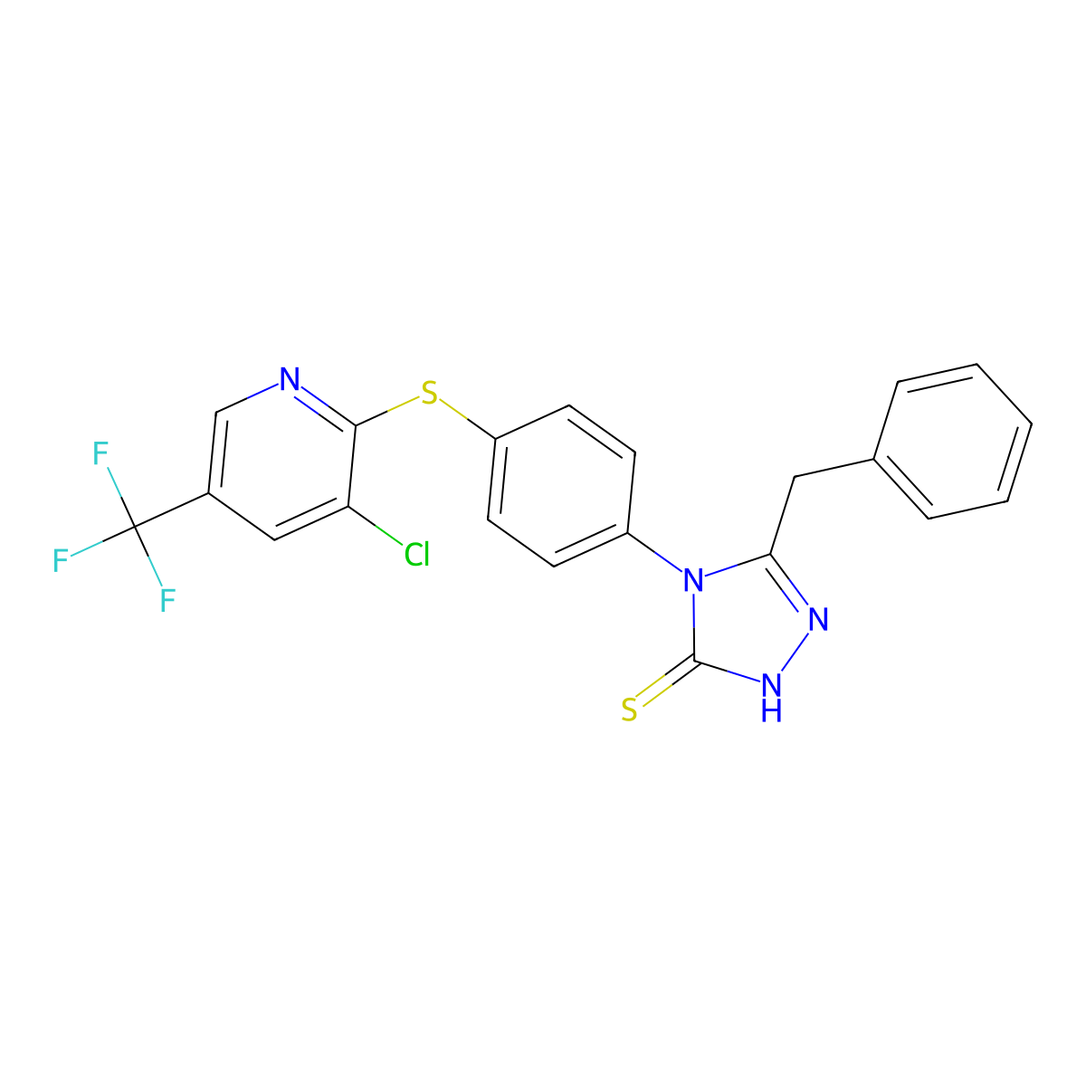 4-(4-(3-Chloro-5-(trifluoromethyl)(2-pyridylthio))phenyl)-3-benzyl-1,2,4-triazoline-5-thione molecular structure, CAS 1023558-61-3