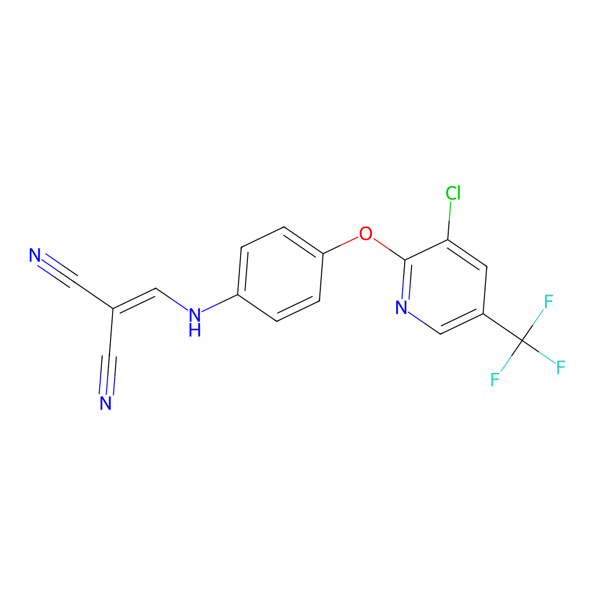 (((4-(3-Chloro-5-(trifluoromethyl)-2-pyridyloxy)phenyl)amino)methylene)methane-1,1-dicarbonitrile molecular structure, CAS 1023558-62-4