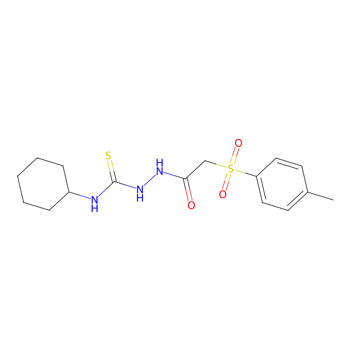 1-Cyclohexyl-3-[[2-(4-methylphenyl)sulfonylacetyl]amino]thiourea molecular structure, CAS 1023562-12-0