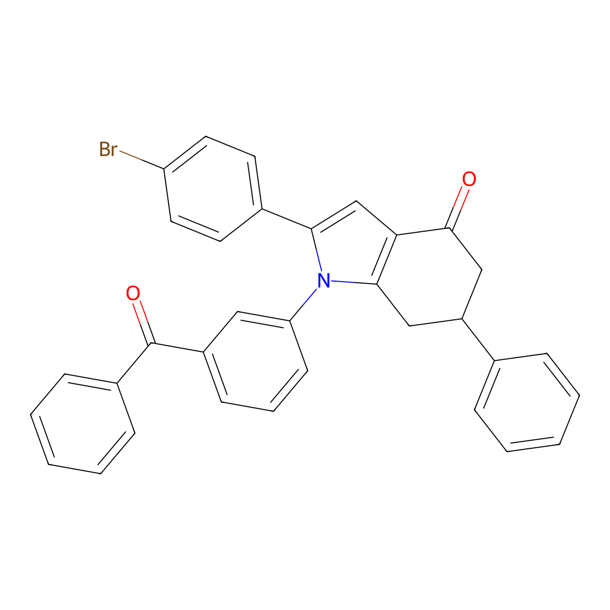 1-(3-benzoylphenyl)-2-(4-bromophenyl)-6-phenyl-6,7-dihydro-5H-indol-4-one molecular structure, CAS 1023563-90-7