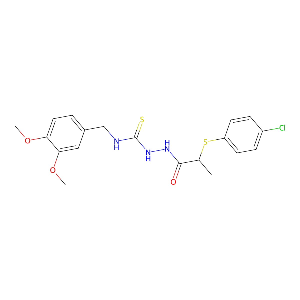 4-(3,4-Dimethoxybenzyl)-1-(2-(4-chlorophenylthio)propionyl)thiosemicarbazide molecular structure, CAS 1023567-58-9