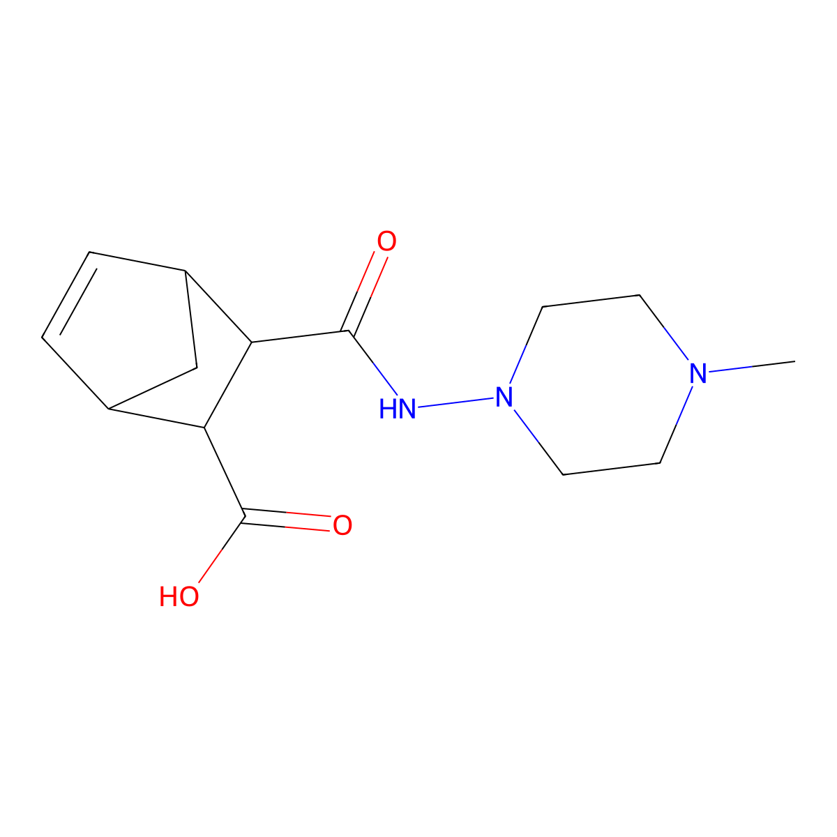 3-[(4-Methylpiperazin-1-yl)carbamoyl]bicyclo[2.2.1]hept-5-ene-2-carboxylic acid molecular structure, CAS 1023568-58-2