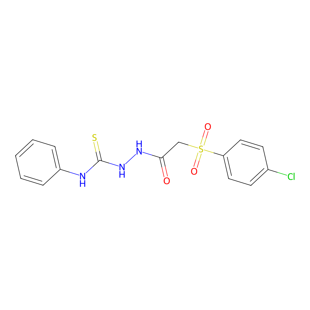 2-((4-Chlorophenyl)sulfonyl)-N-(((phenylamino)thioxomethyl)amino)ethanamide molecular structure, CAS 1023568-82-2