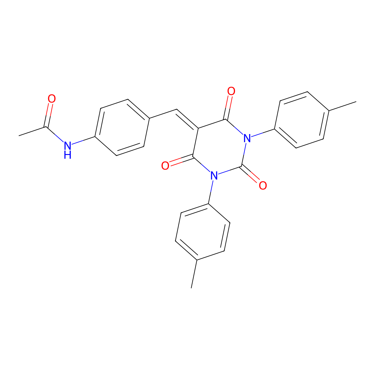 N-[4-[[1,3-bis(4-methylphenyl)-2,4,6-trioxo-1,3-diazinan-5-ylidene]methyl]phenyl]acetamide molecular structure, CAS 1023568-83-3