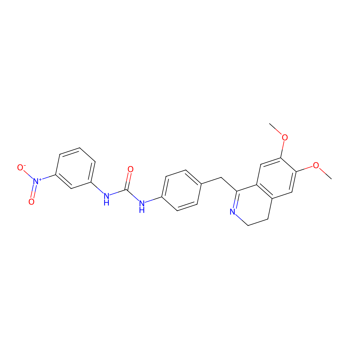 1-[4-[(6,7-Dimethoxy-3,4-dihydroisoquinolin-1-yl)methyl]phenyl]-3-(3-nitrophenyl)urea molecular structure, CAS 1023571-69-8