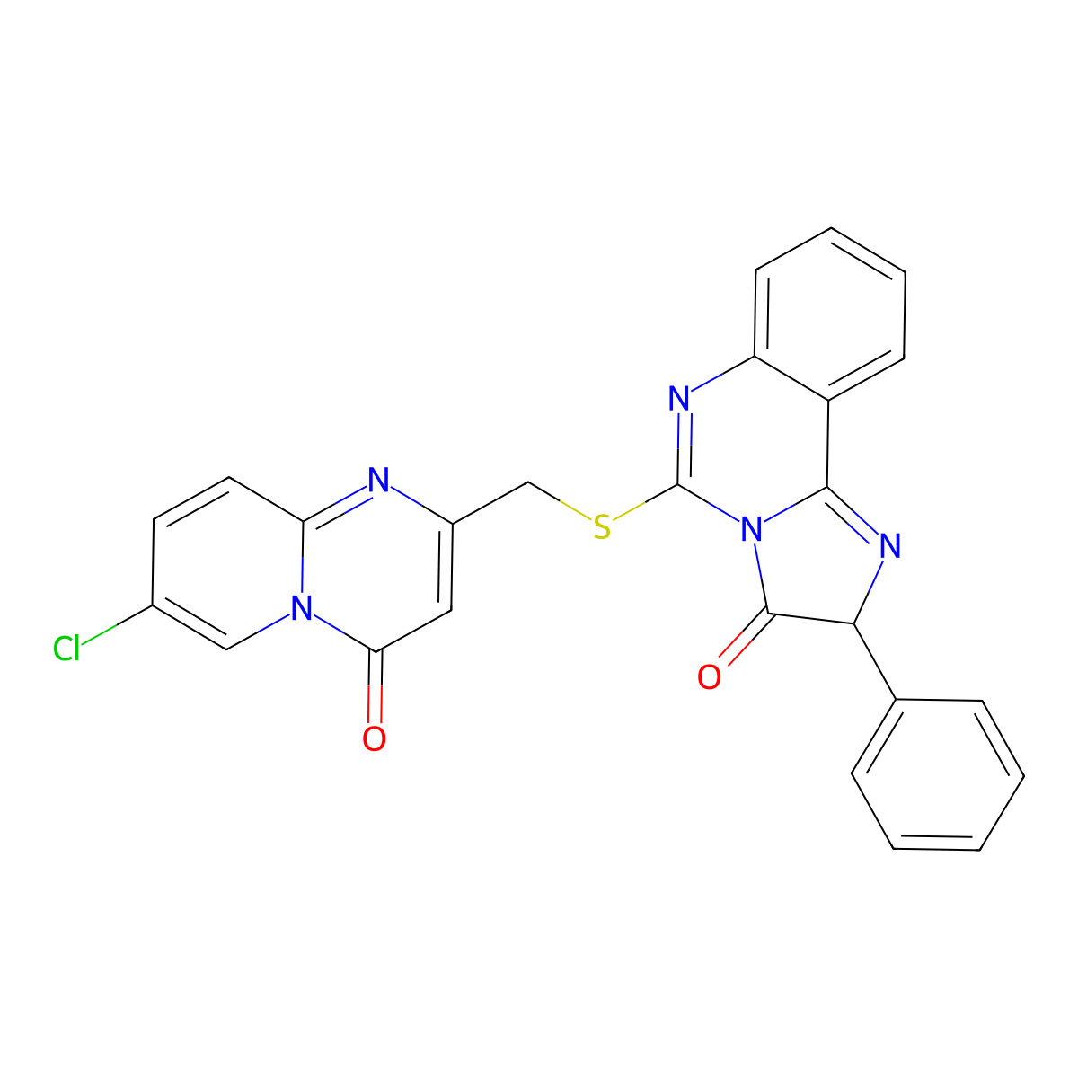 5-[({7-chloro-4-oxo-4H-pyrido[1,2-a]pyrimidin-2-yl}methyl)sulfanyl]-2-phenyl-2H,3H-imidazo[1,2-c]quinazolin-3-one molecular structure, CAS 1023572-13-5