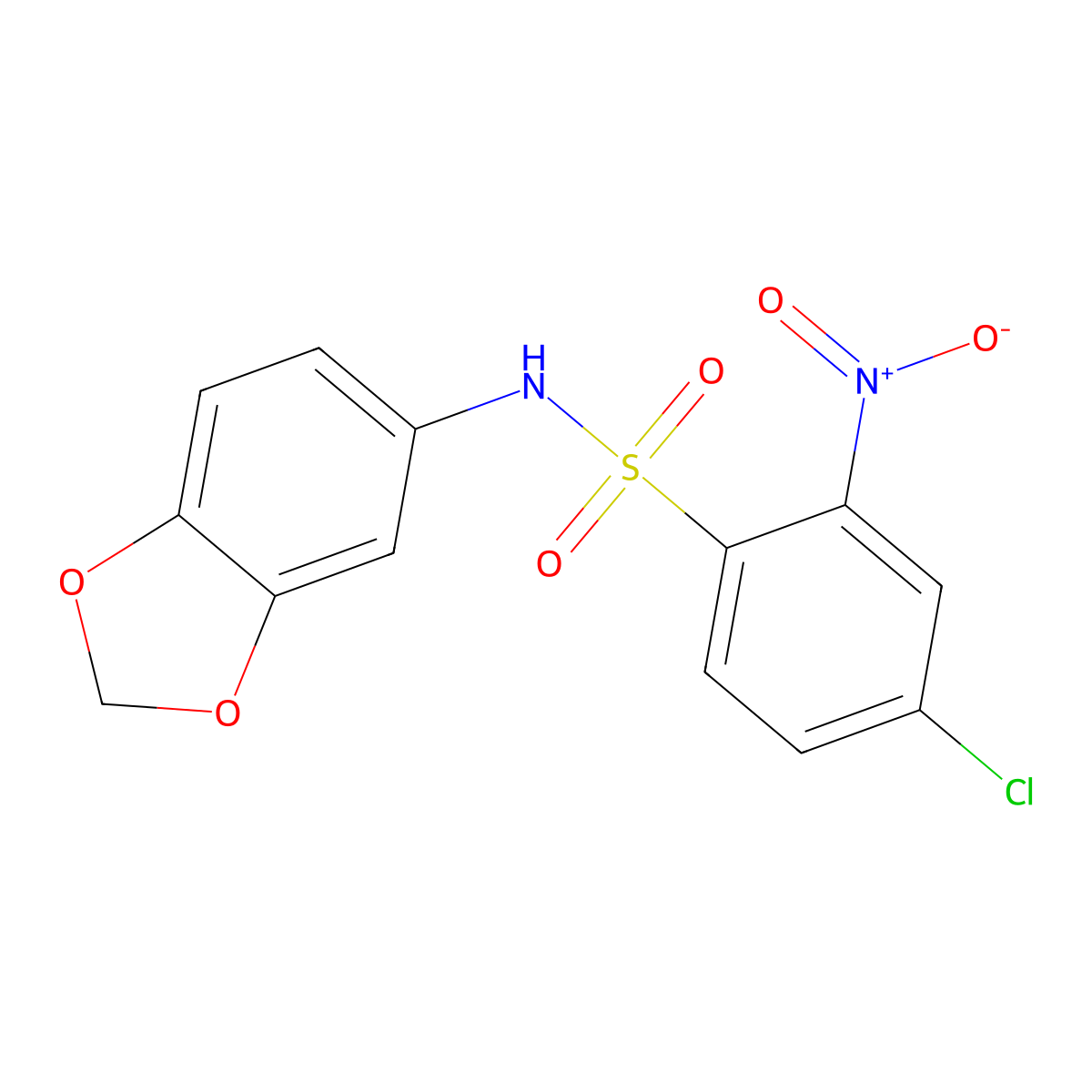 N-(1,3-benzodioxol-5-yl)-4-chloro-2-nitrobenzenesulfonamide molecular structure, CAS 1023572-61-3