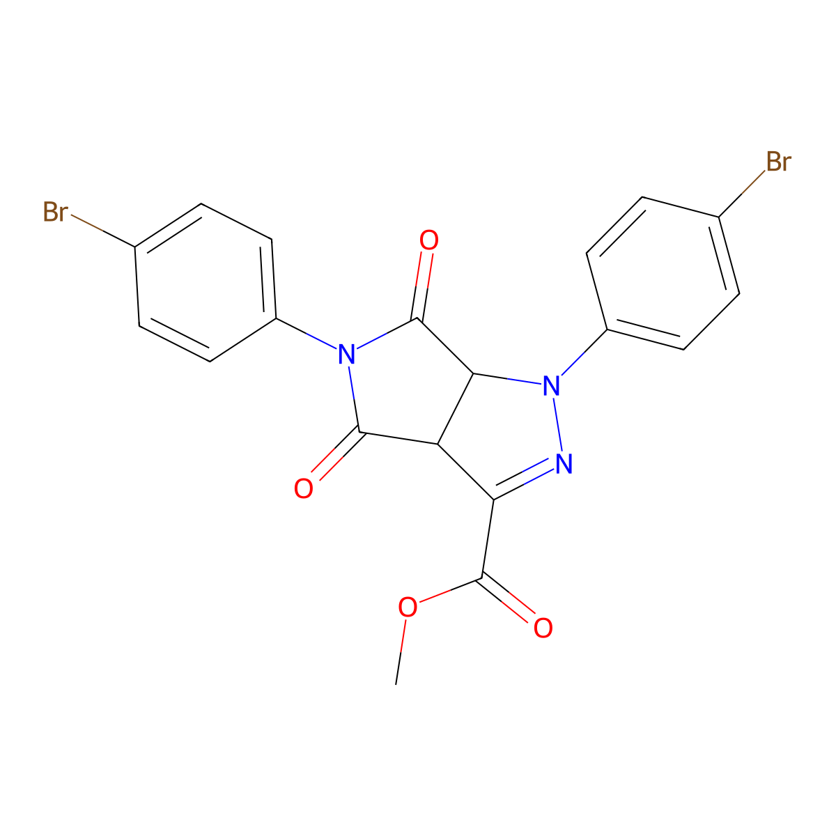 Methyl 1,5-bis(4-bromophenyl)-4,6-dioxo-1,3a,4,5,6,6a-hexahydropyrrolo[3,4-c]pyrazole-3-carboxylate molecular structure, CAS 1023576-16-0