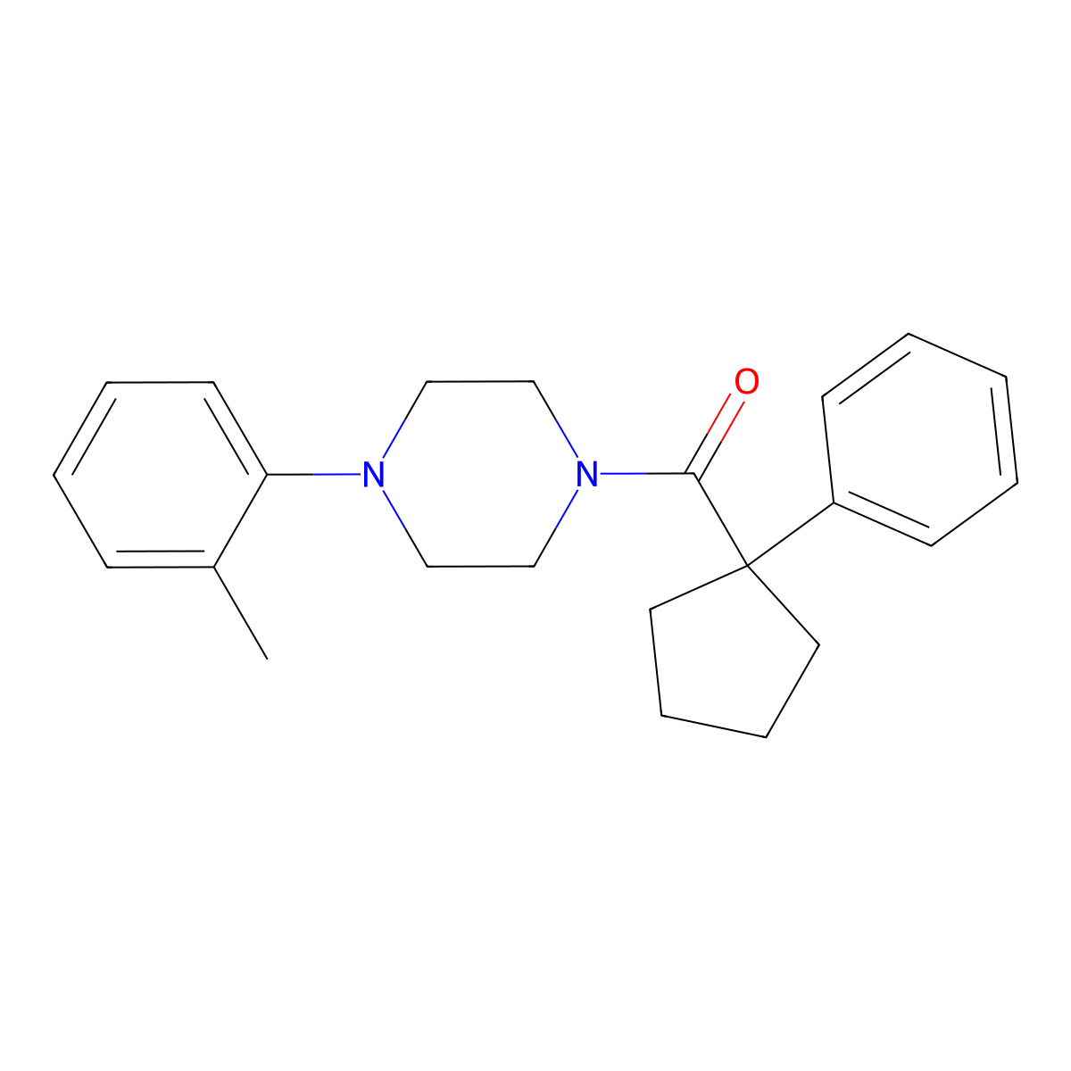 4-(2-Methylphenyl)piperazinyl phenylcyclopentyl ketone molecular structure, CAS 1023576-90-0