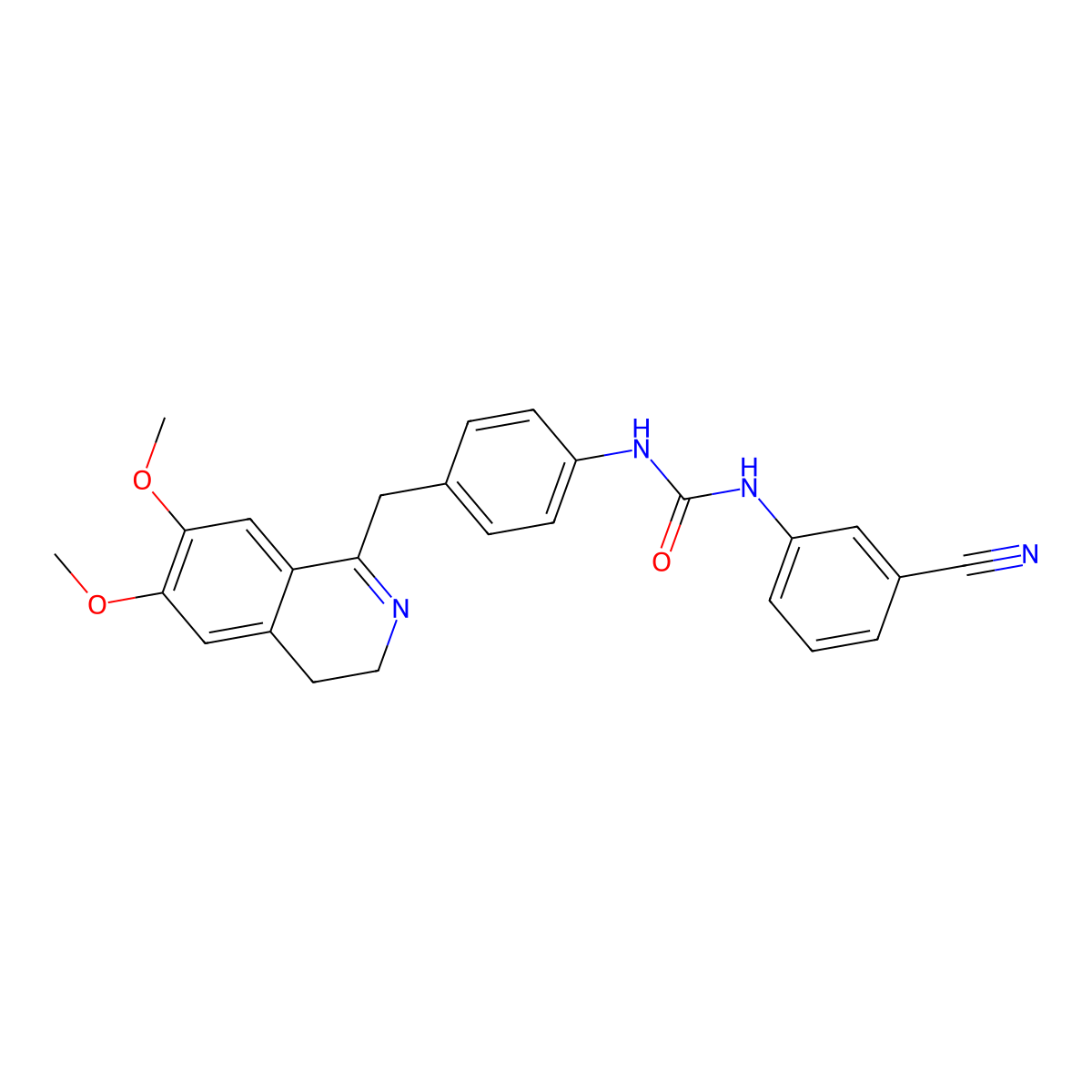 1-(3-Cyanophenyl)-3-[4-[(6,7-dimethoxy-3,4-dihydroisoquinolin-1-yl)methyl]phenyl]urea molecular structure, CAS 1023581-36-3