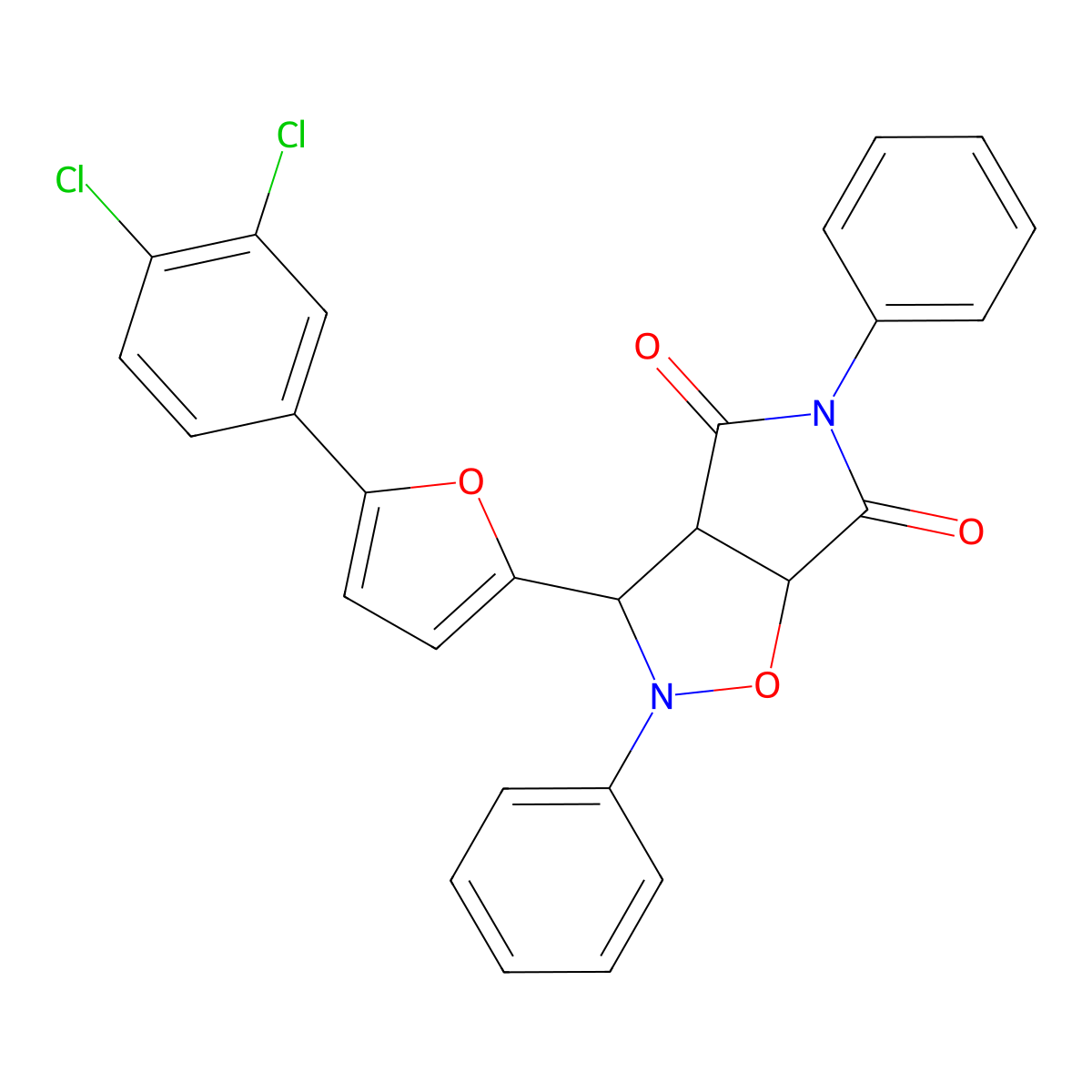 3-[5-(3,4-dichlorophenyl)furan-2-yl]-2,5-diphenyldihydro-2H-pyrrolo[3,4-d][1,2]oxazole-4,6(3H,5H)-dione molecular structure, CAS 1023582-21-9