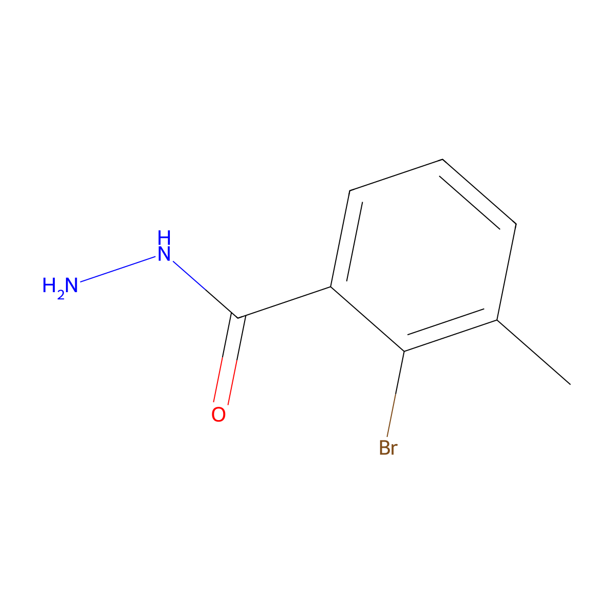 2-Bromo-3-methylbenzhydrazide molecular structure, CAS 1023584-30-6