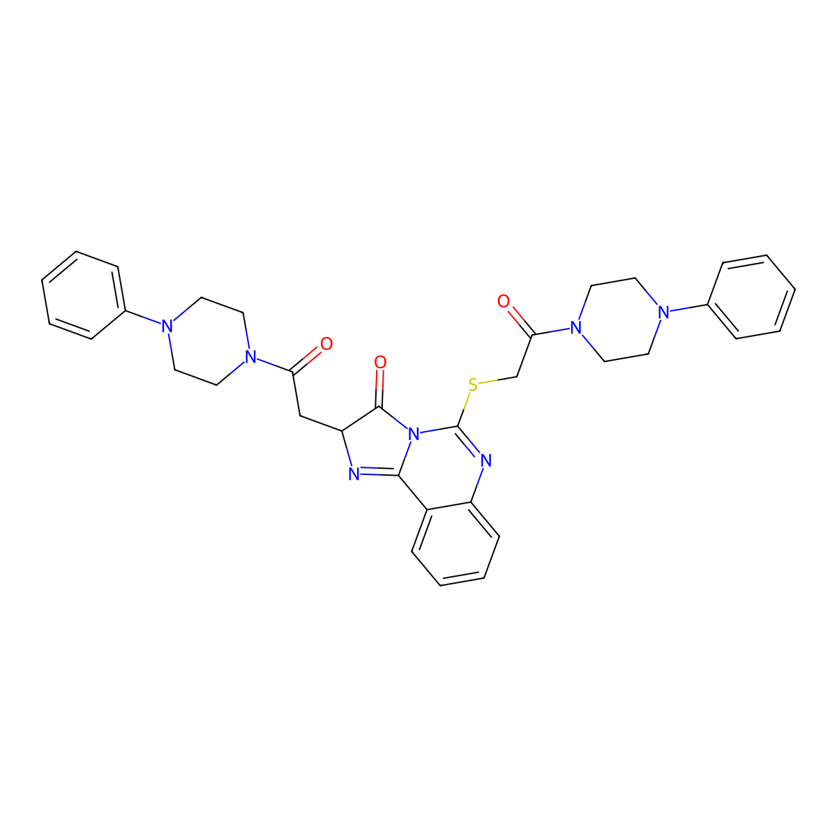 2-[2-oxo-2-(4-phenylpiperazin-1-yl)ethyl]-5-{[2-oxo-2-(4-phenylpiperazin-1-yl)ethyl]sulfanyl}-2H,3H-imidazo[1,2-c]quinazolin-3-one molecular structure, CAS 1023584-45-3