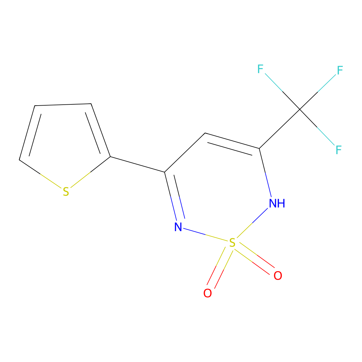 5-(2-Thienyl)-3-(trifluoromethyl)-2H-1,2,6-thiadiazine-1,1-dione molecular structure, CAS 1023589-00-5