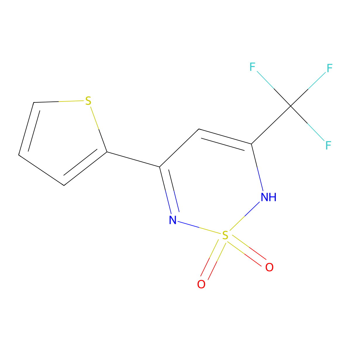 5-(2-Thienyl)-3-(trifluoromethyl)-2H-1,2,6-thiadiazine-1,1-dione molecular structure, CAS 1023589-00-5