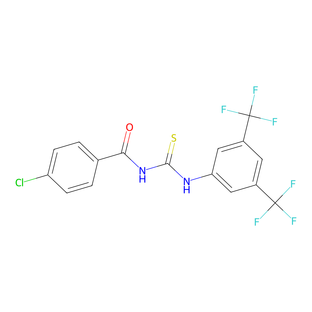 1-(3,5-Bis(trifluoromethyl)phenyl)-3-(4-chlorobenzoyl)thiourea molecular structure, CAS 1023589-34-5
