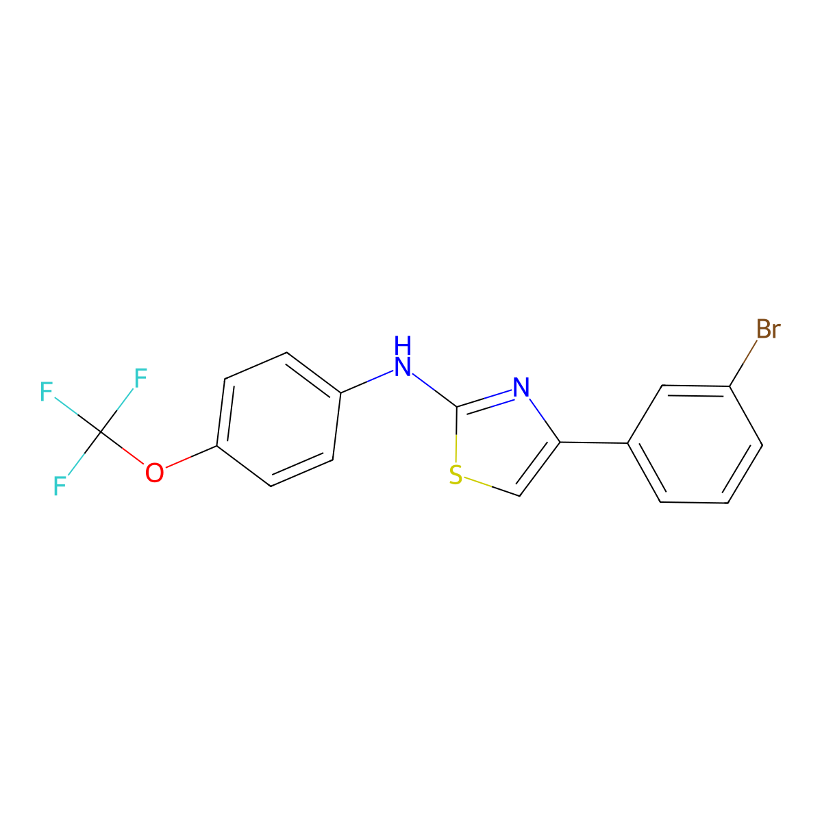 4-(3-bromophenyl)-N-[4-(trifluoromethoxy)phenyl]-1,3-thiazol-2-amine molecular structure, CAS 1023589-35-6