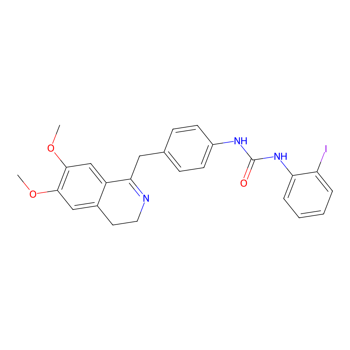 1-[4-[(6,7-Dimethoxy-3,4-dihydroisoquinolin-1-yl)methyl]phenyl]-3-(2-iodophenyl)urea molecular structure, CAS 1023589-95-8