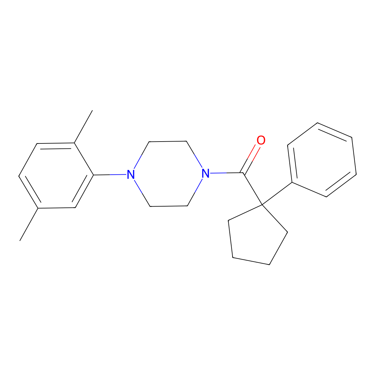 [4-(2,5-Dimethylphenyl)piperazin-1-yl]-(1-phenylcyclopentyl)methanone molecular structure, CAS 1023590-07-9