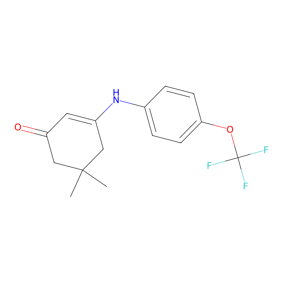 5,5-Dimethyl-3-((4-(trifluoromethoxy)phenyl)amino)cyclohex-2-EN-1-one molecular structure, CAS 1023590-22-8