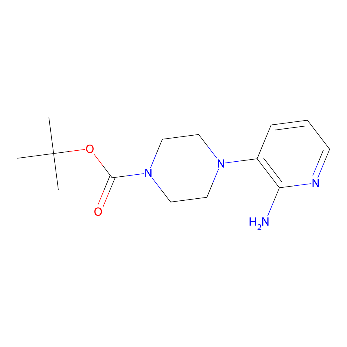 Tert-butyl 4-(2-aminopyridin-3-yl)piperazine-1-carboxylate molecular structure, CAS 1023594-49-1