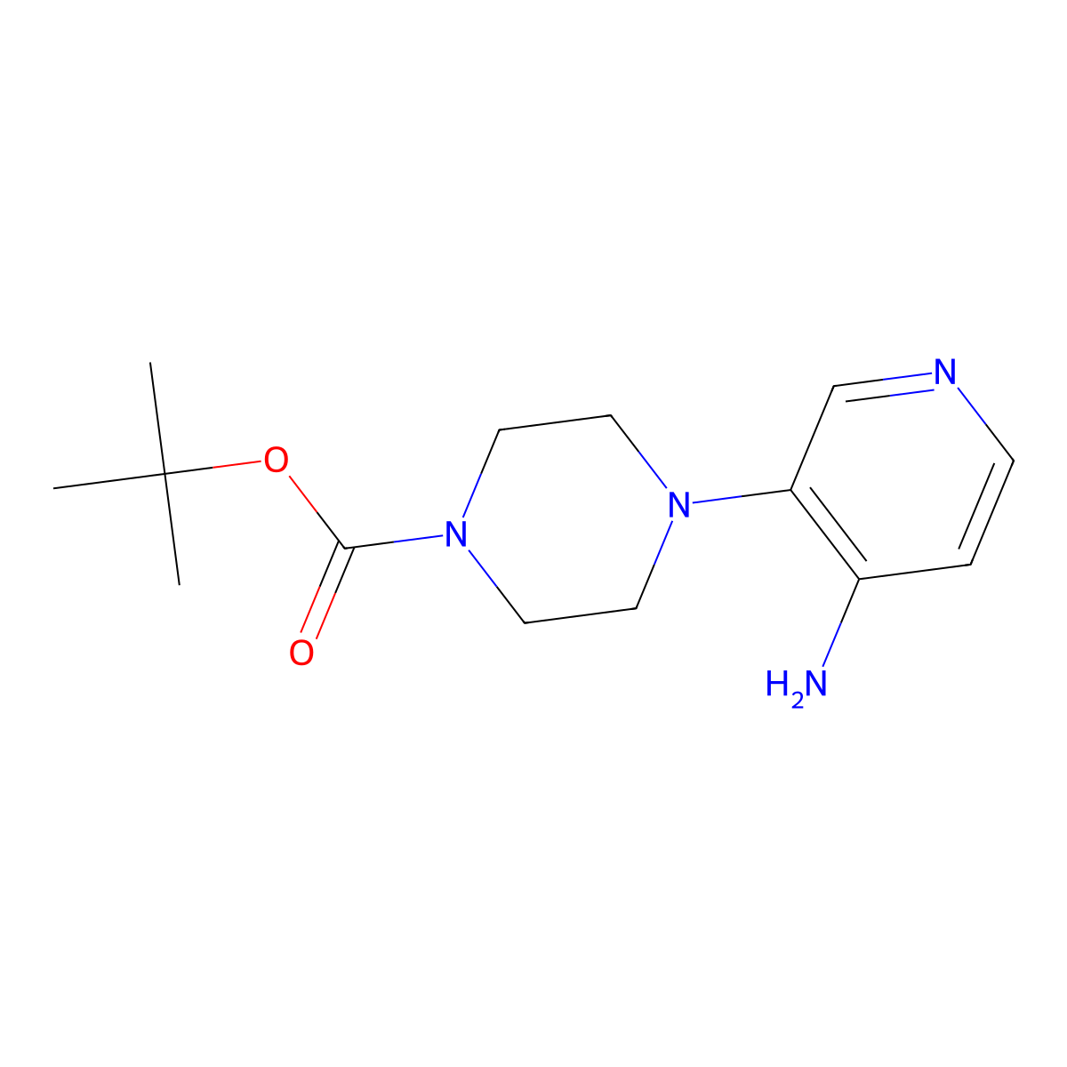 1,1-Dimethylethyl 4-(4-amino-3-pyridinyl)-1-piperazinecarboxylate molecular structure, CAS 1023594-50-4