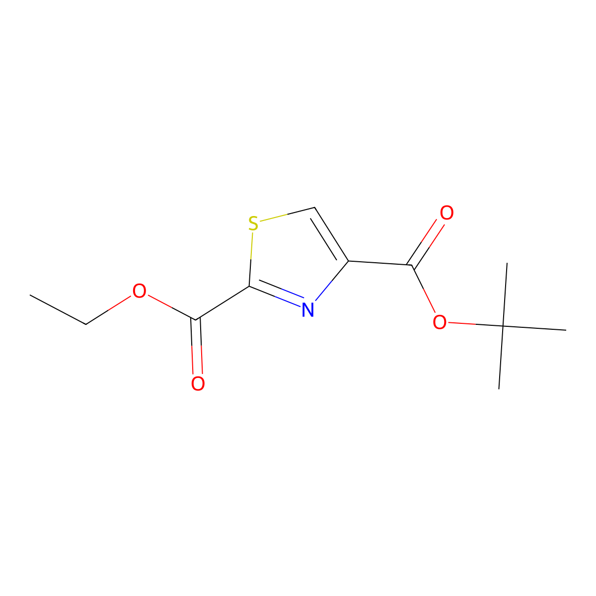 4-Tert-butyl 2-ethyl thiazole-2,4-dicarboxylate molecular structure, CAS 1023594-54-8